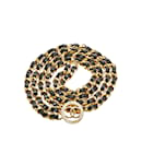 Cinturón de eslabones de cadena de cuero CC Chanel dorado UE 96