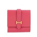 Pink Hermes Tadelakt Bearn Recto Verso Wallet - Hermès
