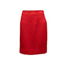 Vintage Rojo Chanel Boutique Tweed Falda Tamaño US S - Autre Marque