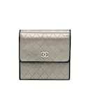 Silver Chanel CC Compact Trifold Wallet