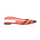 Coral & Copper Sergio Rossi Pointed-Toe Slingback Flats Size 37