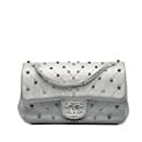 Silver Chanel Small Studded Chevron Flap Shoulder Bag