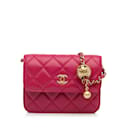 Pink Chanel Mini CC Matelasse Pearl Crush Lambskin Crossbody Bag