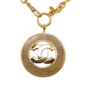 Goldene Chanel CC-Halskette mit rundem Anhänger