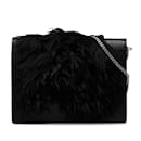 Black Celine Fur-Trim Frame Crossbody Bag - Céline