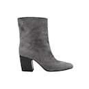 Grey Chanel Suede Heeled Ankle Boots size 38.5