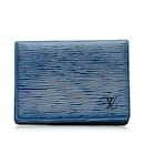 Blue Louis Vuitton Epi Porte 2 Cartes Vertical Card Holder