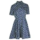 Miu Miu Polka Dot Shirt Minikleid aus marineblauer Baumwolle