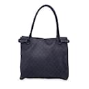 Schwarze Denim-Monogramm-Schultertasche aus Segeltuch mit Einkaufstasche - Gucci