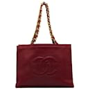 Chanel Red CC Lambskin Tote Bag