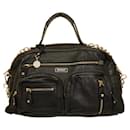 Donna Karan DKNY Black Leather Top Handles Satchel Pockets Chain Shoulder Bag