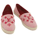 LOUIS VUITTON Monogram Espadrilles Chaussures Toile 37.5 Rouge Auth. LV bs9907 - Louis Vuitton