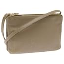 CELINE TRIO SMALL Shoulder Bag Leather Beige Auth bs8890 - Céline