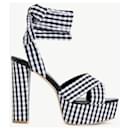 TWINSET high sandals with white-black Vichy checks - Twin Set