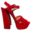 Casadei red suede sandals