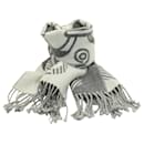 Hermes Fringed Scarf in Grey and White Cashmere - Hermès