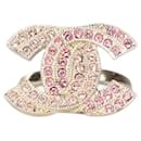 Gold bejewelled CC ring - size 9 - Chanel