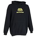 Balenciaga BB Logo-Grafik-Pullover-Hoodie aus schwarzer Baumwolle