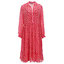 Tommy Hilfiger Womens Floral Print Ruffle Midi Shirt Dress in pink Polyester