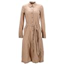 Tommy Hilfiger Vestido camisero de puro algodón con cinturón para mujer en algodón marrón tostado