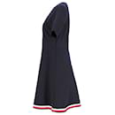 Tommy Hilfiger Womens Signature Tape Fit And Flare Dress in Navy Blue Polyester