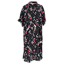 Tommy Hilfiger Womens Printed Ruffle Shirt Dress in Black Polyester