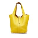 Sac à main Hermes Picotin PM en cuir Clémence jaune en très bon état - Hermès