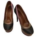 Marni Multicolor Satin Leather Platforms Wooden High Heels Pumps Shoes size 39