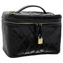 CHANEL Vanity Cosmetic Pouch Patent leather Black CC Auth bs10201 - Chanel