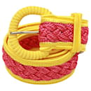 Stephan Janson Damen-Taillengürtel aus geflochtenem Seil, Viskose, Rosa und Gelb, Größe 44