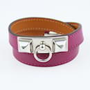Violet Rivale Palladium Plated lined Tour Leather Bracelet - Hermès