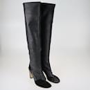 Black Open Toe Thong CC Heel Boots - Chanel