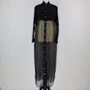 Vestido largo de manga larga con detalle de bolsillo negro - Hermès