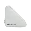 White Balenciaga Triangle Clutch