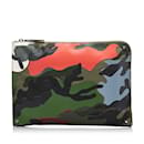 Green Valentino Camouflage Canvas and Leather Clutch Bag