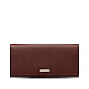 Red Burberry Leather Long Wallet
