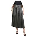 Green leather pleated midi skirt - size UK 8 - Autre Marque