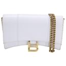 Balenciaga Hourglass Wallet On Chain in White Box Calfskin Leather