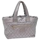 CHANEL Cococoon Hand Bag Patent leather Silver CC Auth bs10169 - Chanel