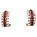Fred earrings, Yellow gold, diamonds and rubies.
