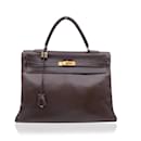 Hermes Vintage Brown Leather Kelly 35 Retourne Handbag Bag - Hermès
