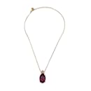 Vintage Gold Oval Purple Crystal Pendant Necklace - Christian Dior