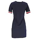 Tommy Hilfiger Womens Signature Tape Knitted Mini Dress in Navy Blue Nylon