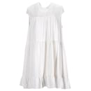 Tommy Hilfiger Damen ärmelloses Spitzen-Stickerei-Logo-Kleid aus weißem Polyester