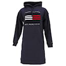 Tommy Hilfiger Womens Organic Cotton Hoody Dress in Navy Blue Cotton