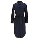Tommy Hilfiger Vestido camisero midi esencial para mujer en algodón azul marino