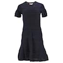 Tommy Hilfiger Womens Pointelle Short Sleeve Dress in Navy Blue Viscose