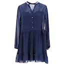 Tommy Hilfiger Womens Sheer Tiered A Line Dress in Blue Polyester