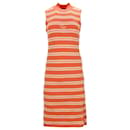 Tommy Hilfiger Womens Organic Cotton High Neck Striped Dress in Orange Cotton