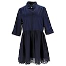 Tommy Hilfiger Womens Fitted Dress in Navy Blue Cotton